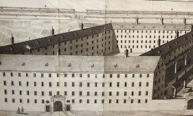 Старинная гравюра «Шерстяная фабрика в Австралии»