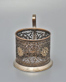 Советский металлический ажурный подстаканник «Груши», Артель им. Молотова, п. Мстёра, 1955 г.