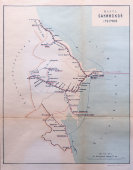 Старинная карта Бакинской губернии (Азербайджан, Баку), картографич. зав. П. Ф. Петш, Санкт-Петербург, к. 19, н. 20 вв.
