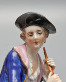 Комплект статуэток «Пара музыкантов с мандолиной и флейтой», фарфор, Эрнст Боне и сыновья (Ernst Bohne & Söhne), Тюрингия, Германия, 1900-1910 гг.