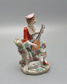 Комплект статуэток «Пара музыкантов с мандолиной и флейтой», фарфор, Эрнст Боне и сыновья (Ernst Bohne & Söhne), Тюрингия, Германия, 1900-1910 гг.