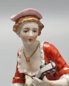 Комплект статуэток «Пара музыкантов с мандолиной и флейтой», фарфор, Эрнст Боне и сыновья (Ernst Bohne & Söhne), Тюрингия, Германия, 1900-1910 гг.