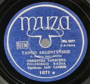 Оркестр польского радио: танго «W cieniu dwóch cyprysów» и «Tango Argentyńskie», старинная / винтажная пластинка 78 оборотов для граммофона / патефона.