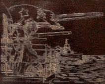 Советская агитационная шкатулка «Военно-морские силы СССР», карболит, 1950-60 гг.