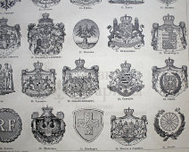 Старинная гравюра «Гербы главнейших государств»