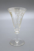 Старинный бокал для шампанского с цветочным рисунком, стекло, Россия, н. 20 в.