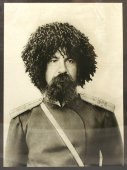 Старинная фототипия «Казачий офицер», багет, стекло
