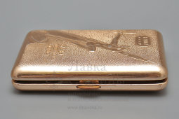 Портсигар «ВДНХ СССР. Слава покорителям космоса», алюминий, золочение, 1960-е