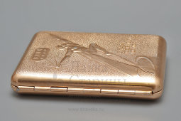 Портсигар «ВДНХ СССР. Слава покорителям космоса», алюминий, золочение, 1960-е