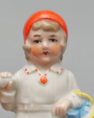 Старинные фарфоровые песочные часы «Красная шапочка с волком», таймер для варки яиц всмятку, 2 мин 50 сек, Германия, 1930-е