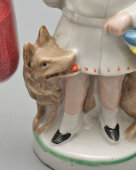 Старинные фарфоровые песочные часы «Красная шапочка с волком», таймер для варки яиц всмятку, 2 мин 50 сек, Германия, 1930-е