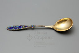 Десертная серебряная ложка с разноцветными эмалями, серебро 916 пробы