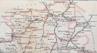 Старинная карта Херсонской губернии, картографич. зав. П. Ф. Петш, Санкт-Петербург, к. 19, н. 20 вв.