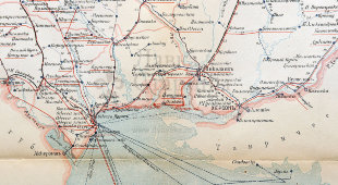 Старинная карта Херсонской губернии, картографич. зав. П. Ф. Петш, Санкт-Петербург, к. 19, н. 20 вв.