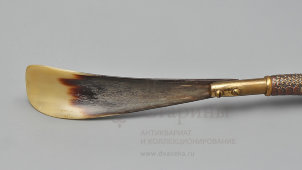 Старинный рожок, ложка для обуви «Дракон», бронза, рог, Китай, 1-я пол. 20 в.