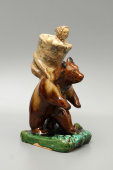 Советская статуэтка «Маша и медведь», обливная керамика