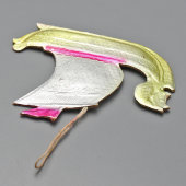 Винтажная ёлочная игрушка «Ладья» (Парусник), штампованный картонаж, СССР, 1950-70 гг.