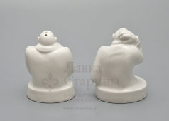 Набор для специй, солонка и перечница в стиле ар-деко «Картежники», фарфор, Европа, 1920-30 гг.