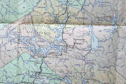 Советская карта для учебных заведений «Мурманская область», бумага, Главное Управление геодезии и картографии МВД, Москва, 1956 г.