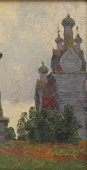 Пейзаж с куполами, художник Крапивин Н. Н., холст, масло, багет