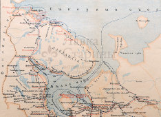 Старинная карта Архангельской губернии, картографич. зав. П. Ф. Петш, Санкт-Петербург, к. 19, н. 20 вв.