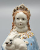 Статуэтка «Снегурочка с зайцем. С Новым годом!», фарфор, СССР, 1960-е