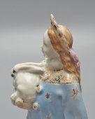 Статуэтка «Снегурочка с зайцем. С Новым годом!», фарфор, СССР, 1960-е