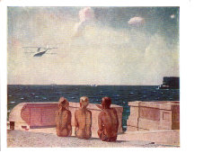 Почтовая открытка с репродукцией картины «Будущие летчики», художник Дейнека А. А., СССР, ИЗОГИЗ, 1956 г.