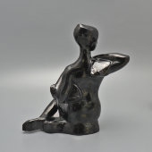 Статуэтка «Обнаженная купальщица», обливная керамика Гжели, 1950-60 гг.