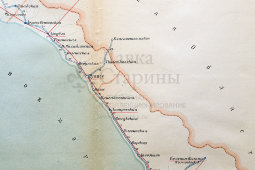 Старинная карта Черноморской губернии (Новороссийск, Геленджик, Туапсе, Сочи, Гагры), картографич. зав. П. Ф. Петш, Санкт-Петербург, к. 19, н. 20 вв.