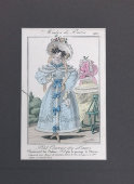 Старинная гравюра «Парижская мода: дамские аксессуары», багет, стекло, Франция, 19 в.