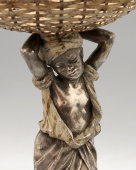 Скульптура «Девушка с корзиной на голове», шпиатр, серебрение, Европа, 1 пол. 20 в.