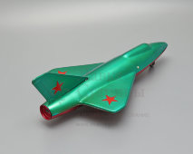 Советская заводная (инерционная) детская игрушка «Военный самолет», жесть, 1960-70 гг.