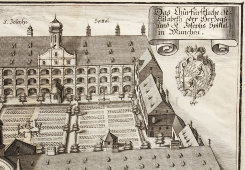 Старинная гравюра « Гравюра на меди Мюнхен Фрауэнкирхе Поэтажный план Венинг», Германия, 1700-е годы