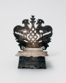 Антикварная серебряная солонка в виде царского трона, русский стиль, 84 проба