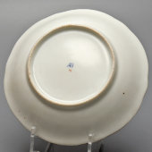 Старинная чайная пара, чашка с блюдцем «Пышные цветы», фарфор, завод Попова, сер. 19 в.