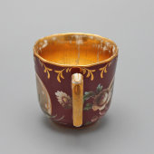 Старинная чайная пара, чашка с блюдцем «Пышные цветы», фарфор, завод Попова, сер. 19 в.