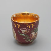 Старинная чайная пара, чашка с блюдцем «Пышные цветы», фарфор, завод Попова, сер. 19 в.