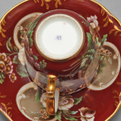 Старинная чайная пара, чашка с блюдцем «Пышные цветы», фарфор, завод Попова, сер. 19 в.