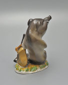 Авторская подписная статуэтка «Кабан-охотник», скульптор Ропова Н. Н., фарфор, анималистика Дулево, 1980-е