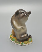 Авторская подписная статуэтка «Кабан-охотник», скульптор Ропова Н. Н., фарфор, анималистика Дулево, 1980-е