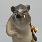 Авторская подписная статуэтка «Кабан-охотник», скульптор Ропова Н. Н., фарфор, анималистика Дулево, 1980-е