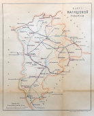 Старинная карта Калишской губернии (Польша), картографич. зав. П. Ф. Петш, Санкт-Петербург, к. 19, н. 20 вв.