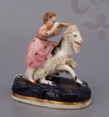 Фигурка «Девочка с козликом»  Частные заводы, к. 19, нач. 20 века, фарфор