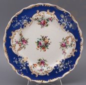Тарелка в цветочной росписи, старинный русский фарфор, Гарднер, 1840-1850 гг.