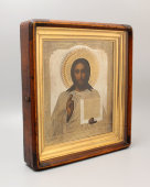 Икона в латунном окладе «Спас Вседержитель», Россия, Москва, нач. 20 в.