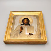 Икона в латунном окладе «Спас Вседержитель», Россия, Москва, нач. 20 в.