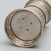 Круглая старинная копилка для монет в виде печки, белый металл, Россия, н. 20 в.