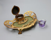 Антикварная чернильница из мрамора и бронзы, Европа, конец 19 века
