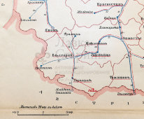 Старинная карта Люблинской губернии (Польша), картографич. зав. П. Ф. Петш, Санкт-Петербург, к. 19, н. 20 вв.